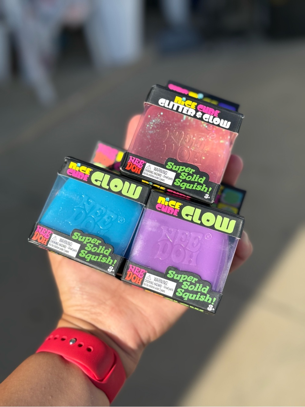 Nice Cube Glow Nee Doh Super Solid Squish - Blue, Purple, Pink